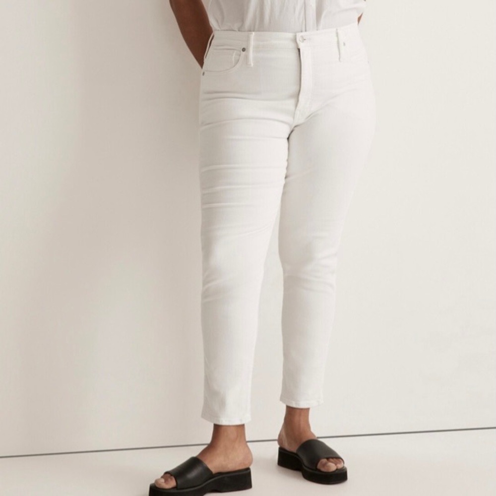 Madewell Stovepipe Jeans NWT Pure White High Rise Slim Fit Stretch Denim
